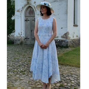 Calvin Klein Sky Blue Embroidered Dress